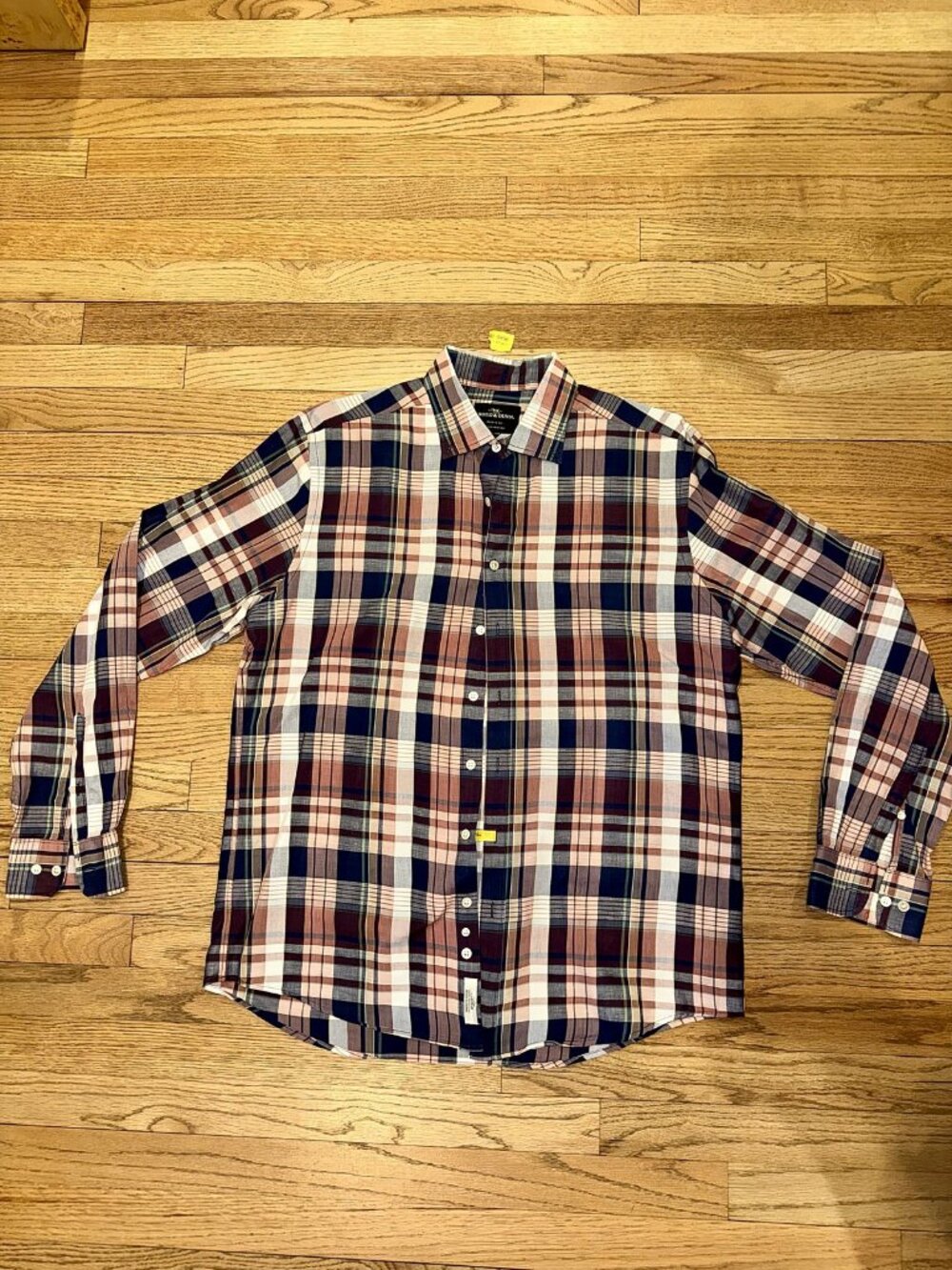 Rodd & Gunn Sports Fit Navy Pink Plaid Long Sleeve Shirt Men's XL